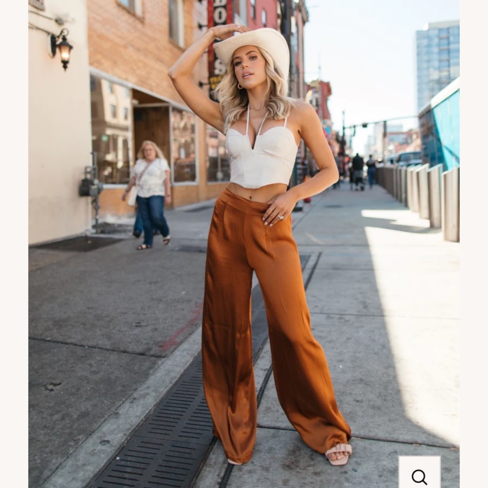 Satin wide leg pants